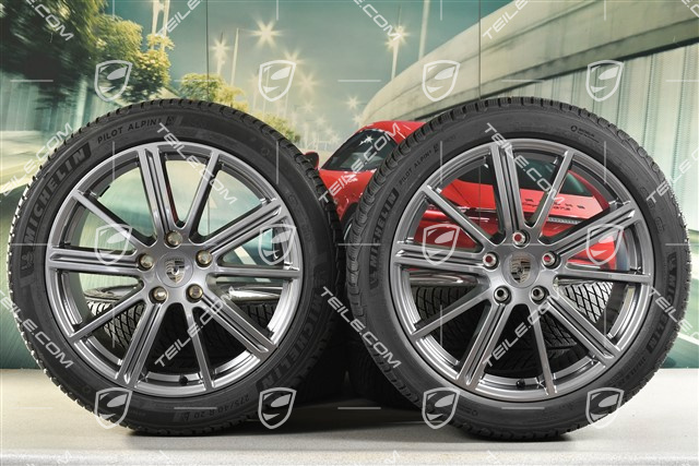 20-inch Panamera Turbo Winter wheel set, wheel rims 9,5J x 20 ET71 + 10,5J x 20 ET71 + Michelin Pilot Alpin 5 winter tyres 275/40 R20 + 315/35 R20, Adamantium