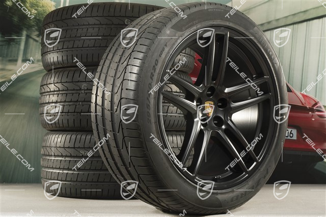 20-inch Turbo summer wheels set, rims 9J x 20 ET26 + 10J x 20 ET19 + NEW Pirelli summer tyres 265/45 R20 + 295/40 R20, Black satin mat, with TPMS