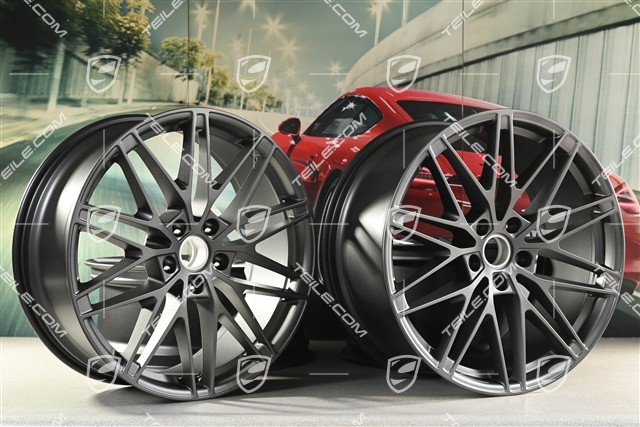 22-Zoll-Felgensatz Macan RS Spyder Design, 9J x 22 ET29 + 11J x 22 ET47, Vesuvgrau