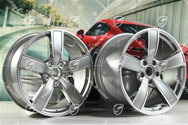 20" Komplet felg Carrera Sport, 8,5J x 20 ET57 + 10,5J x 20 ET47, Platinsilber Metallic