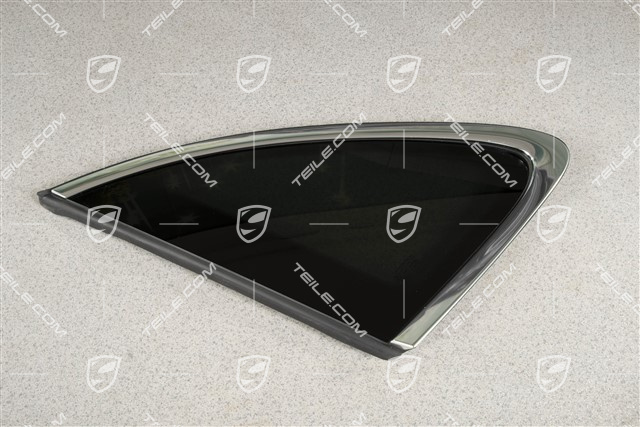 Side window with moulding, aluminium package Chrome look, Privacy glazing, L