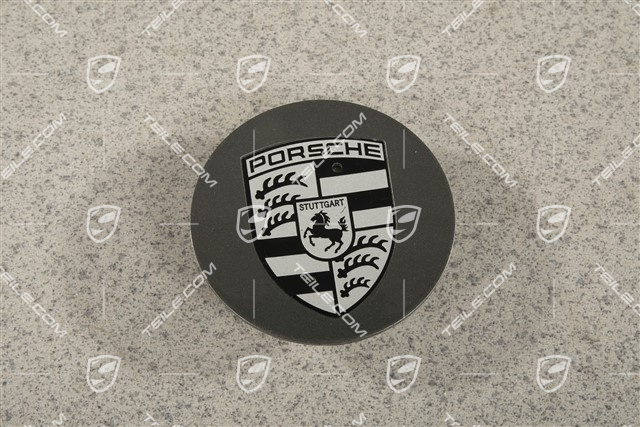 Hub cap, concave, crest Black / Silver, Titanium dark