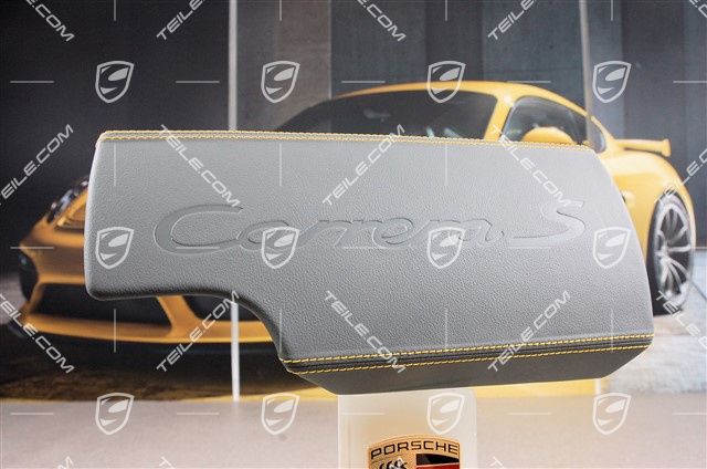 Lid outer, Leather, Stone grey with Speed Yellow, "Carrera S" logo Lid outer, Leather, Stone grey with Speed Yellow, "Carrera S" logo