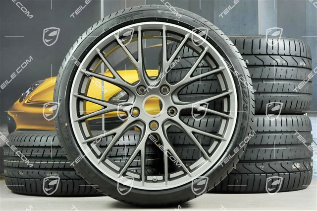 20-inch winter wheels set RS SPYDER Design, rims 8,5J x 20 ET49 + 11,5J x 20 ET56 + summer tyres 245/35 R20 + 305/30 R20, in platinum