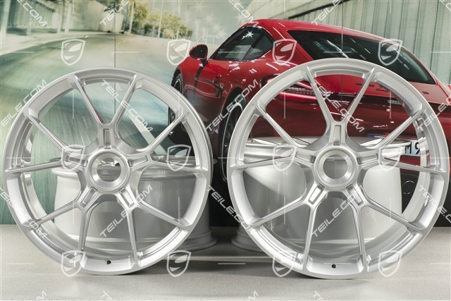 20"+21" GT3 Felgen Satz, 9,5J x 20 ET46 + 12J x 21 ET45, in Brilliant Silber