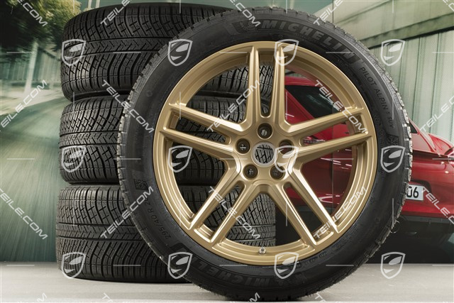 20-inch "Macan Turbo" winter wheels set, rims 9J x 20 ET26 + 10J x 20 ET19 + Michelin Latitude Alpin 5 winter tyres 265/45 R20 + 295/40 R20, Aurum satin mat, with TPMS