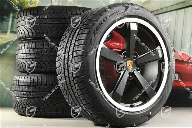 19"+20" Dakar winter wheel set, wheel rims 8J x 19 ET38 + 11,5J x 20 ET68 + NEW Pirelli winter tyres 245/45 R19 + 295/40 R20, black satin matt