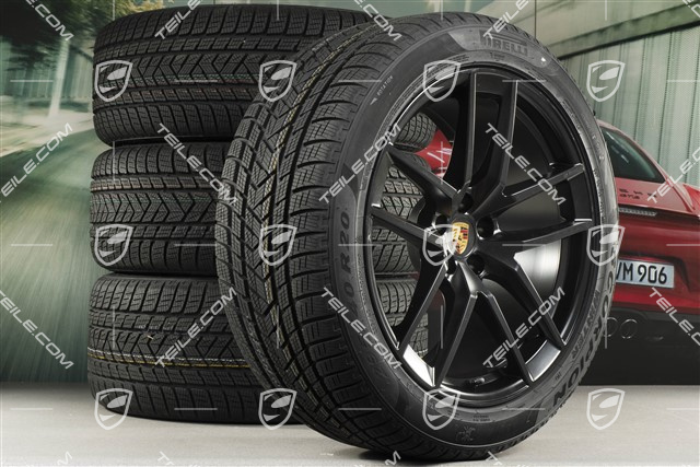 20-inch "Macan S" winter wheels set, rims 9J x 20 ET26 + 10J x 20 ET19, Pirelli winter tyres 265/45 R 20 + 295/40 R 20, black satin matt, with TPMS