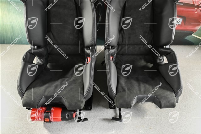 GT3 folding bucket seats, carbon fibre, fabric and leather, black/silver, set (left and right)