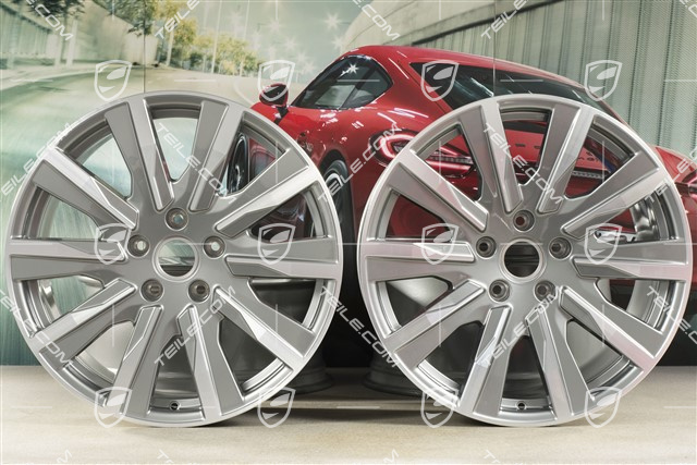 20-inch Taycan Tequipment Design wheel rim set, 9J x 20 ET54 + 11J x 20 ET60, platin silver