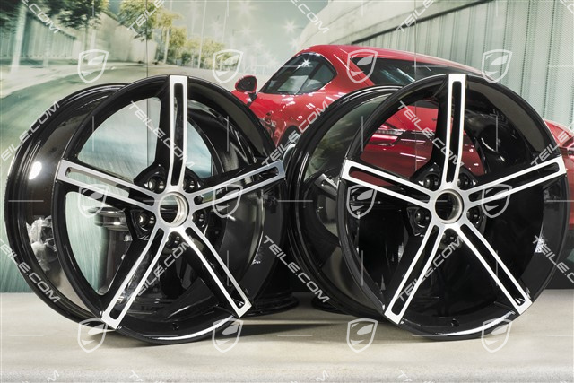 21" Wheel rim set Mission E Design, 9,5J x 21 ET60 + 11,5J x 21 ET66, black high gloss