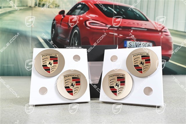 Hub cap set, crest coloured, concave, Neodyme