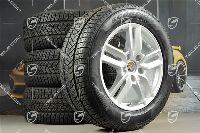 18-inch winter wheels set "Cayenne S" facelift 2014->, alloy rims 8J x 18 ET53 + NEW Pirelli winter tyres 255/55 R18, with TPM