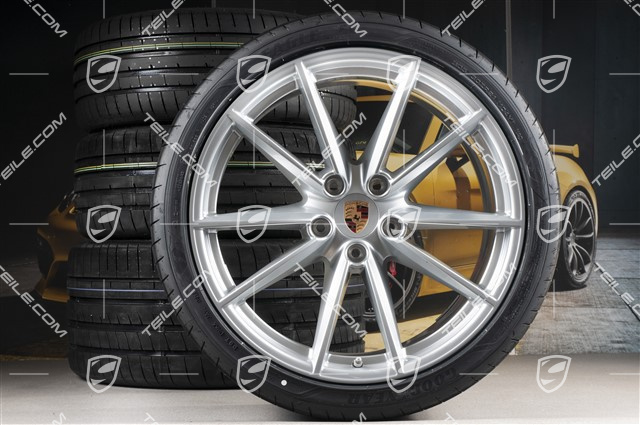 20+21-inch summer wheel set Carrera S, rims 8,5J x 20 ET53 + 11,5J x 21 ET67 + summer tyres 245/35 R20 + 305/30 R21, with TPM
