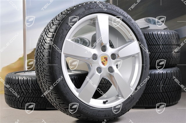 19" winter wheel set Cayman S, 8J x 19 ET57 + 9,5J x 19 ET45 + NEW Michelin Pilot Alpin 4 winter tyres 235/40 R19 + 265/40 R19, without TPMS.