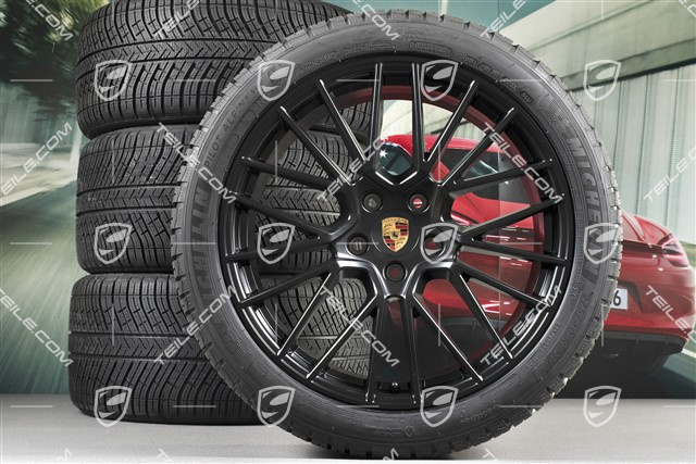 21-inch Cayenne COUPÉ RS Spyder winter wheel set, rims 9,5J x 21 ET46 + 11,0J x 21 ET49 + Michelin winter tyres275/40 R21 + 305/35 R21, with TPMS, black satin matt