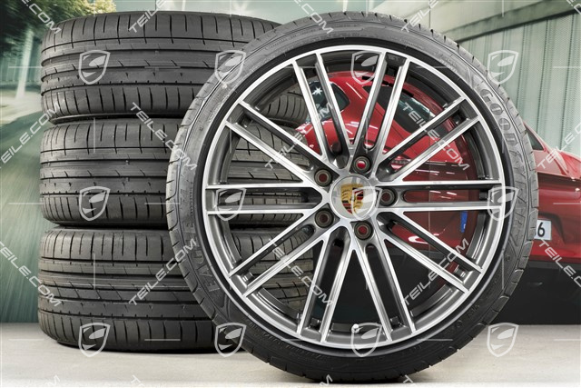 20" Turbo IV Sommerräder Satz, Felgen 8,5J x 20 ET57 + 10,5J x 20 ET47 + Sommerreifen GoodYear235/35 ZR20 + 265/35 ZR20, mit RDK-Sensoren