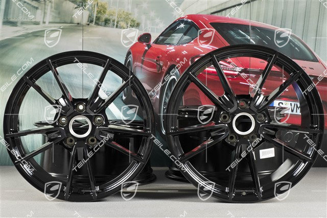 19+20" wheel rim set Carrera, rims: front 8,5J x 19 ET52 + rear 11J x 20 ET66, black high gloss