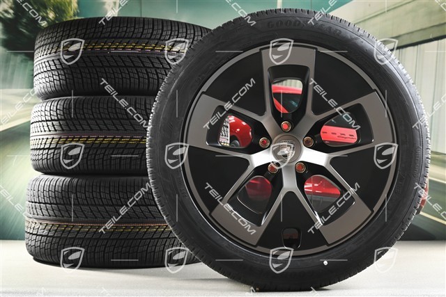 21" Cayenne Turbo Aero winter wheel set, wheel rims 9,5J x 21 ET16 + 11J x 21 ET37 + Goodyear Ultragrip Performance 3 SUV winter tyres 275/45 R21 + 315/40 R21, black satin matt + turbonite