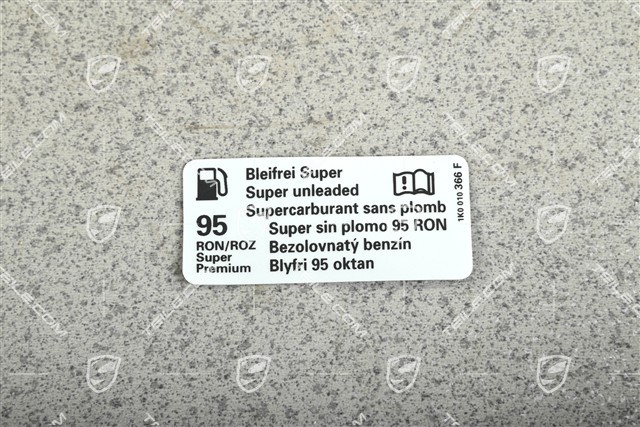 Notice sticker about recommended fuel Notice sticker about recommended fuel