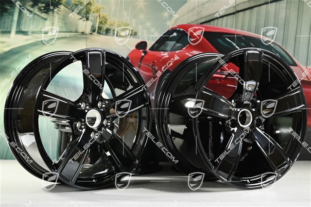 20" Komplet felg Carrera Sport, 8,5J x 20 ET57 + 10,5J x 20 ET51, czarny wysoki połysk