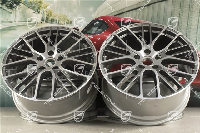21-inch wheel rim set Panamera Exclusive Design Sport, 9,5J x 21 ET71 + 10,5J x 21 ET71, in Platinum silver metallic