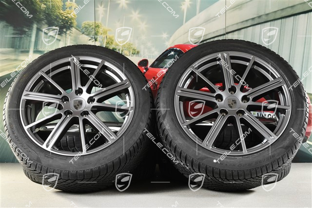 20-inch Panamera Turbo Winter wheel set, wheel rims 9,5J x 20 ET71 + 10,5J x 20 ET71 + NEW Pirelli winter tyres 275/40 R20 + 315/35 R20, Adamantium