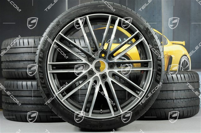21" Turbo IV Sommerräder, Felgen 9,5J x 21 ET71 + 11,5J x 21 ET69 + Michelin Sommerreifen 275/35 ZR21 + 325/30 ZR21, mit RDK-Sensoren, nur für Turbo S E-Hybrid