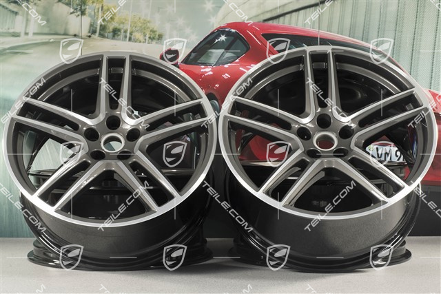 20-inch wheel rim set "Macan Turbo", 9J x 20 ET26 + 10J x 20 ET19, CMS, Titanium