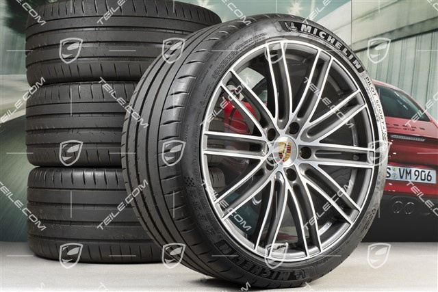 21" Turbo IV Sommerräder, Felgen 9,5J x 21 ET71 + 11,5J x 21 ET69 + Michelin Sommerreifen 275/35 ZR21 + 325/30 ZR21, mit RDK-Sensoren, nur für Turbo S E-Hybrid