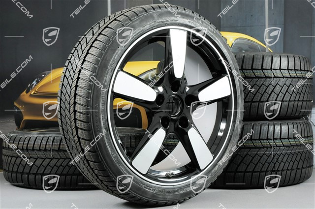 19" winter wheel set Cayman S, wheel rims (mint condition) 8J x 19 ET57 + 9,5J x 19 ET45 + NEW winter tyres Continental WinterContact TS 830P 235/40 R19 + 265/40 R19, without TPMS, SportClassic Exclusive Design