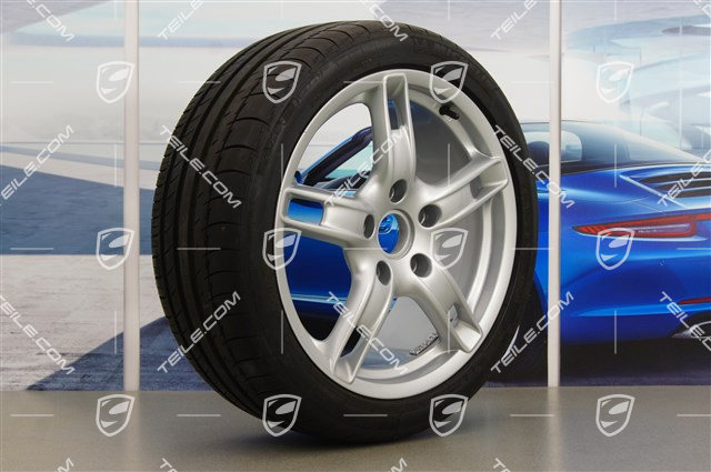 18-inch summer wheels set Boxster S, rims 8J x 18 x ET 57 + 9J x 18 x ET 43 + NEW Michelin PilotSport summer tyres 235/40 R18 + 265/40 R18