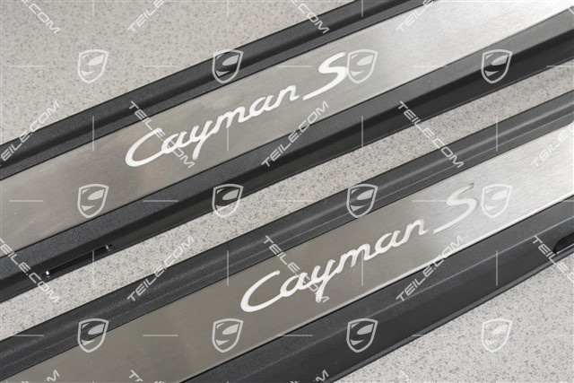 Blenden/Einstiegleisten, mit Beleuchtung, Edelstahl, "Cayman S", Satz, L+R