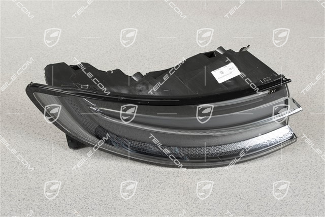 LED rear lights, black, set: left+right+center, with „PORSCHE" inscription/logo silver