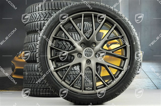 21" Winterräder Satz "SportDesign", Felgen 9,5 J x 21 ET71 + 10,5 J x 21 ET71 + Pirelli Sottozero III Winterreifen 275/35 R21 + 315/30 R21, Platinum Seidenmatt