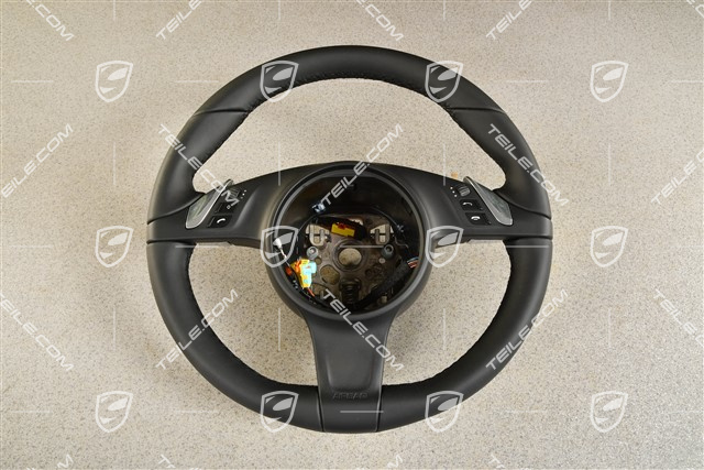 Lenkrad / Multifunktionslenkrad, Tiptronic, Glattleder, Schwarz