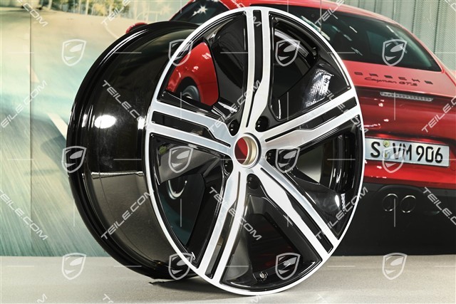 22" felga Macan Exclusive Design, 11J x 22 ET47, czarny wysoki połysk, lewa