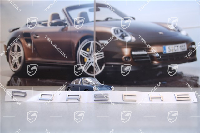 "PORSCHE" logo, chrome "PORSCHE" logo, chrome