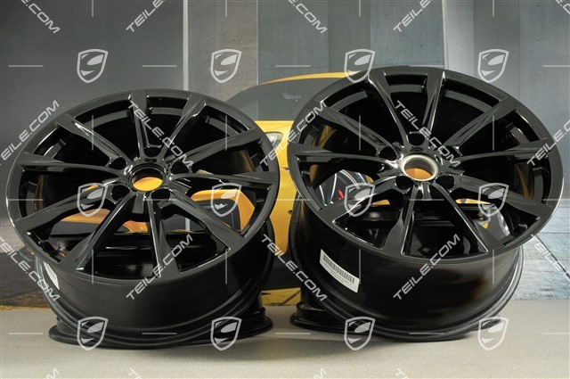 19" komplet felg Boxster S, 8J x 19 ET57 + 10J x 19 ET45, czarny wysoki połysk