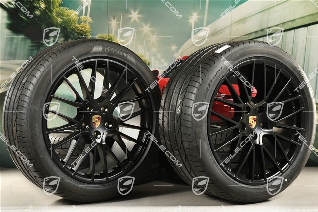 21-inch Cayenne RS Spyder summer wheel set, rims 9,5J x 21 ET46 + 11,0J x 21 ET49 + Pirelli P Zero summer tyres 285/40 R21 + 315/35 R21, black satin matt