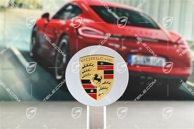Hub cap, concave, crest coloured, GT-Silver metallic