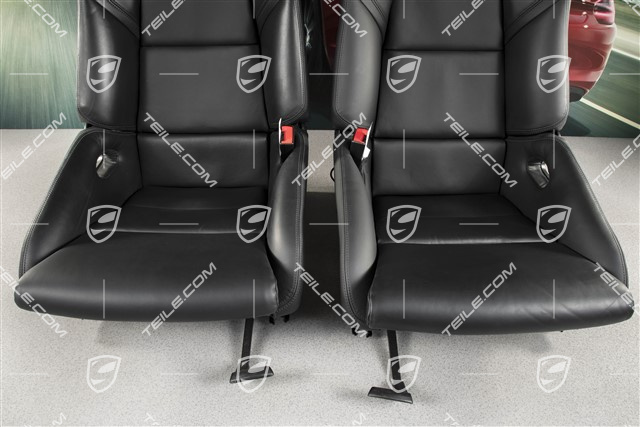 Bucket seats, collapsible, heating, leather, black, medium visual condition, L+R