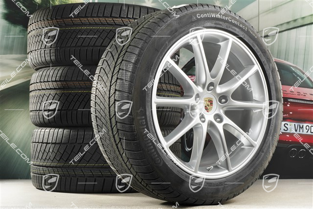 20" Cayenne Design Winterräder Satz, Felgen 9J x 20 ET50 + 10,5J x 20 ET64 + Continental Winterreifen 275/45 R20 + 305/40 R20, mit RDK-Sensoren
