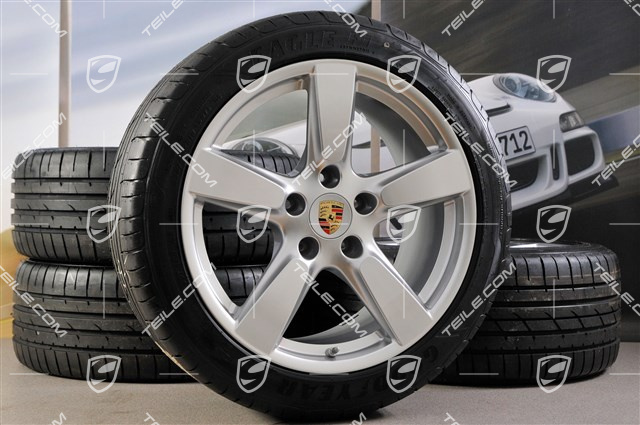 19-inch Cayman S summer wheel set, 8J x 19 ET57 + 9,5J x 19 ET45 + NEW summer tyres 235/40 ZR19 + 265/40 ZR19 + TPM