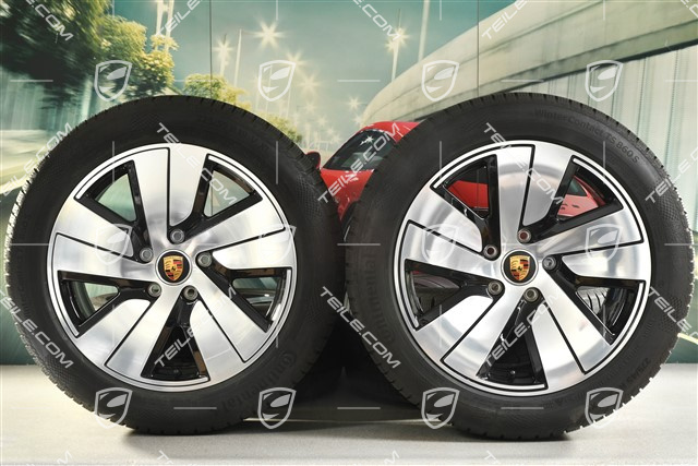 19" Taycan S winter wheel set, rims 8J x 19 ET50 + 10J x 19 ET47, Continental winter tyres 225/55 R19 + 275/45 R19, DOT/prod. year 2021/2022, tyres profile 6mm