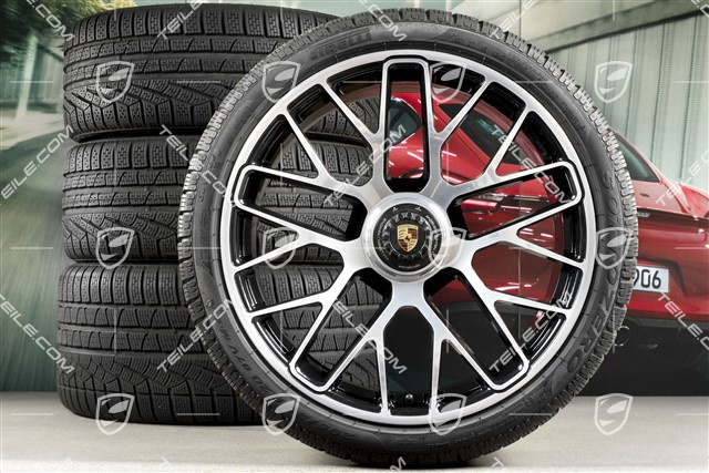20" Turbo S central locking winter wheel set for Turbo S / GTS, wheels 8,5J x 20 ET51 + 11J x 20 ET59 + NEW Pirelli Sottozero II winter wheels 245/35 R20+295/30 R20, TPMS