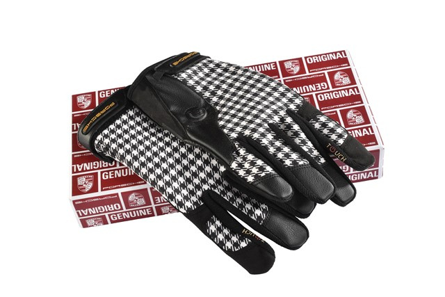 Porsche Classic Assembly gloves, Pepita / houndstooth, black, size 7