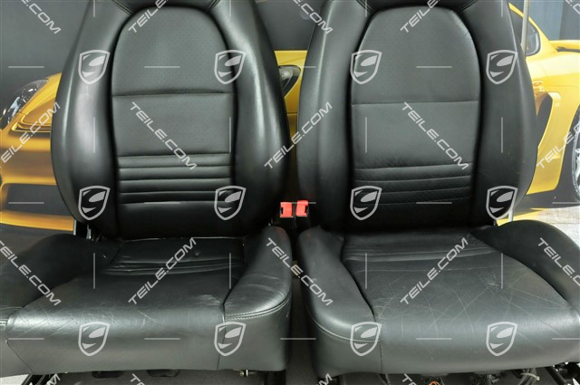 Seats, el adjustable, heating, Lumbar, leather, Black, set (L+R)