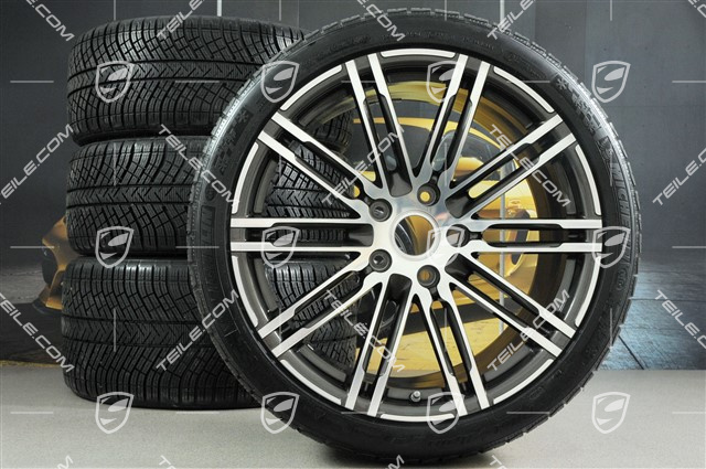 20" Winterräder Satz "Turbo", gebrauchte Felgen 8,5J x 20 ET51 + 11J x 20 ET56 + NEUE Michelin Pilot Alpin PA4 N1 Winterreifen 245/35 R20 + 295/30 R20, mit RDK-Sensoren