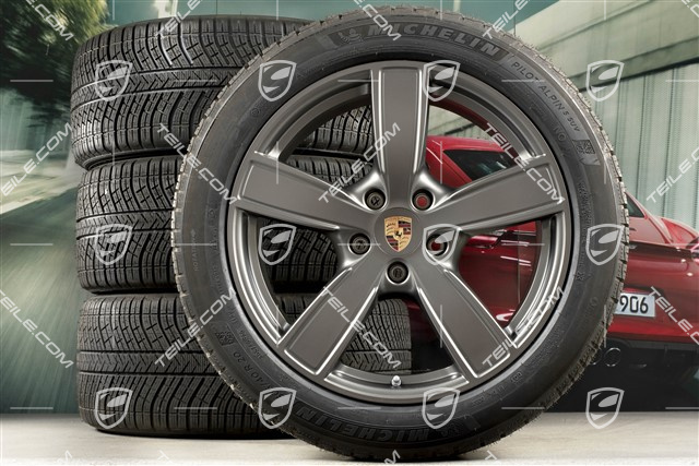 20-inch Cayenne COUPE Sport Classic winter wheel set, rims 9J x 20 ET50 + 10,5J x 20 ET55 +  Michelin winter tyres 275/45 R20 + 305/40 R20, with TPMS, Platinum satin mat